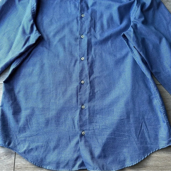 Linea In Blue Non Iron Slim Fit  Button Down Shirt Made in Italy - Picture 7 of 13
